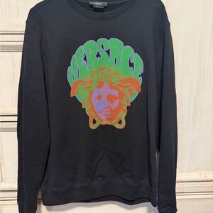 Versace Black Sweater with Vibrant Medusa Design
